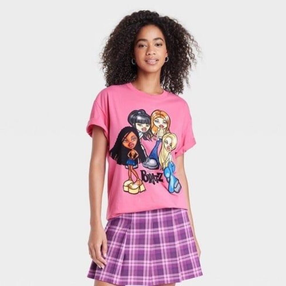 Women's Bratz Short Sleeve Graphic Oversized T-shirt Pink 1X